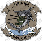 STICKER USMC HMH 366 HAMMERHEAD  ooo  USMC LISC NUMBER 20187