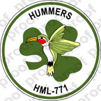 STICKER USMC HML 771 HUMMERS ooo  USMC LISC NUMBER 20187
