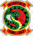 STICKER USMC HML 367 SCARFACE ooo  USMC LISC NUMBER 20187