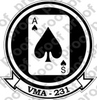 STICKER USMC VMA 231 ACE OF SPADES   ooo  USMC LISC NUMBER 20187
