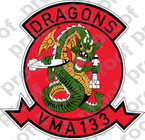 STICKER USMC VMA 133 DRAGONS   ooo  USMC LISC NUMBER 20187