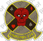 STICKER USMC VMF AW 114 DEATH DEALERS   ooo  USMC LISC NUMBER 20187