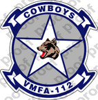 STICKER USMC VMFA 112 COWBOYS   ooo  USMC LISC NUMBER 20187