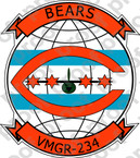 STICKER USMC VMGR 234 BEARS   ooo  USMC LISC NUMBER 20187
