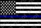 STICKER PATRIOTIC USA FLAG BW BLUE LINE