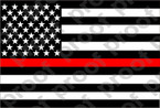 STICKER PATRIOTIC USA FLAG BW RED LINE