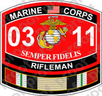 STICKER USMC MOS 0311 RIFLEMAN IRAQ NEW ooo Lisc No 20187