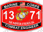 STICKER USMC MOS 1371 COMBAT ENGINEER ooo Lisc No 20187