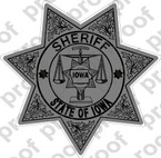 STICKER CIVIL SHERIFF STATE OF IOWA BGREY