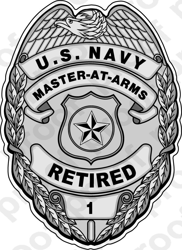 STICKER RANK U S NAVY MASTER AT ARMS BADGE SILVER RETIRED M C 