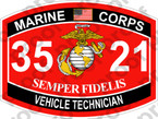 STICKER USMC MOS 3521 VEHICLE TECHNICIAN ooo USMC Lisc No 20187