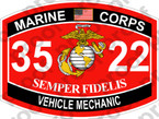 STICKER USMC MOS 3522 VEHICLE MECHANIC ooo USMC Lisc No 20187