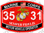 STICKER USMC MOS 3531 MOTOR VEHICLE OPERATOR ooo USMC Lisc No 20187