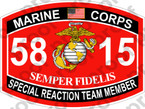 STICKER USMC MOS 5815 SPECIAL REACTION TEAM MEMBER ooo USMC Lisc No 20187
