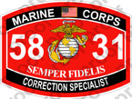 STICKER USMC MOS 5831 CORRECTIONAL SPECIALIST ooo USMC Lisc No 20187