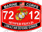 STICKER USMC MOS 7212 LOW ALT AIR DEFENSE GUNNER ooo USMC Lisc No 20187