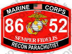 STICKER USMC MOS 8652 RECON PARACHUTIST ooo USMC Lisc No 20187