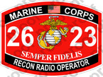 STICKER USMC MOS 2623 RECON RADIO OPERATOR ooo USMC Lisc No 20187