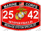 STICKER USMC MOS 2542 MESSAGE SYSTEM SPECIALIST ooo USMC Lisc No 20187