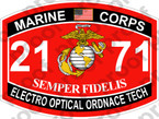 STICKER USMC MOS 2171 ELECTRO OPTICAL ORDANCE TECH ooo USMC Lisc No 20187