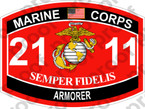 STICKER USMC MOS 2111 ARMORER ooo USMC Lisc No 20187
