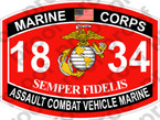 STICKER USMC MOS 1834 ASSAULT COMBAT VEHICLE MARINE ooo USMC Lisc No 20187