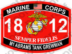 STICKER USMC MOS 1812 M1 ABRAMS TANK CREWMAN ooo USMC Lisc No 20187