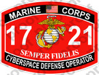 STICKER USMC MOS 1721 CYBERSPACE DEFENSE OPERATOR ooo USMC Lisc No 20187