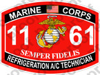 STICKER USMC MOS 1161 REFRIGERATION AC TECHNICIAN ooo USMC Lisc No 20187