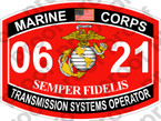 STICKER USMC MOS 0621 TRANSMISSION SYSTEMS OPERATOR ooo USMC Lisc No 20187