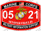 STICKER USMC MOS 0521 MILITARY INFORMATION SUPPORT ooo USMC Lisc No 20187