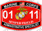 STICKER USMC MOS 0111 ADMINISTRATIVE SPECIALIST ooo USMC Lisc No 20187
