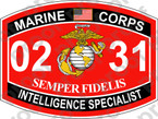 STICKER USMC MOS 0231 INTELLIGENCE SPECIALIST ooo USMC Lisc No 20187