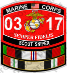 STICKER USMC MOS 0317 SCOUT SNIPER Afgan Iraq ooo USMC Lisc No 20187