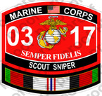 STICKER USMC MOS 0317 SCOUT SNIPER Afghanistan ooo USMC Lisc No 20187