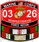 STICKER USMC MOS 0326 FORCE RECON Afgan Iraq ooo USMC Lisc No 20187