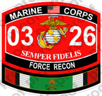 STICKER USMC MOS 0326 FORCE RECON KUWAIT ooo USMC Lisc No 20187