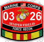 STICKER USMC MOS 0326 FORCE RECON VIETNAM ooo USMC Lisc No 20187