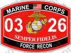 STICKER USMC MOS 0326 FORCE RECON ooo USMC Lisc No 20187