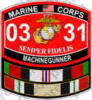 STICKER USMC MOS 0331 MACHINEGUNNER Afgan Iraq ooo USMC Lisc No 20187