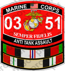 STICKER USMC MOS 0351 ANTI TANK ASSAULT IRAQ ooo USMC Lisc No 20187
