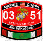 STICKER USMC MOS 0351 ANTI TANK ASSAULT KUWAIT ooo USMC Lisc No 20187