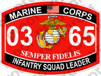 STICKER USMC MOS 0365 INFANTRY SQUAD LEADER   ooo   USMC Lisc 20187