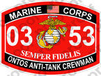 STICKER USMC MOS 0353 ONTOS ANTI TANK CREWMAN   ooo   USMC Lisc 20187