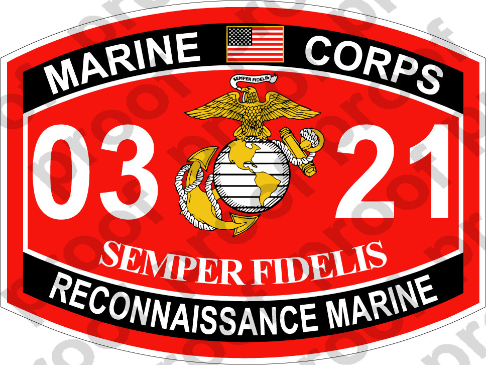 Sticker Usmc Mos 0321 Reconnaissance Marine Ooo Usmc Lisc 20187 Mc