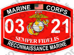 STICKER USMC MOS 0321 RECONNAISSANCE MARINE   ooo   USMC Lisc 20187