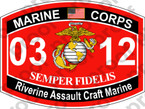STICKER USMC MOS 0312 Riverine Assault Craft Marine   ooo   USMC Lisc 20187