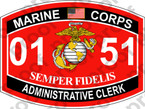 STICKER USMC MOS 0151 ADMINISTRATIVE CLERK   ooo   USMC Lisc 20187