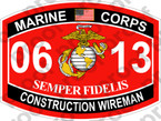 STICKER USMC MOS 0613 CONSTRUCTION WIREMAN   ooo   USMC Lisc 20187