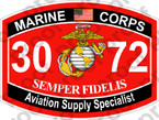 STICKER USMC MOS 3072 Aviation Supply Specialist   ooo   USMC Lisc 20187